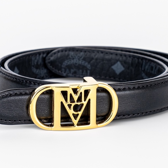 NWT | MCM Mode Mena Reversible Leather Belt Visetos Logo Gold Buckle - 90 cm main image 6